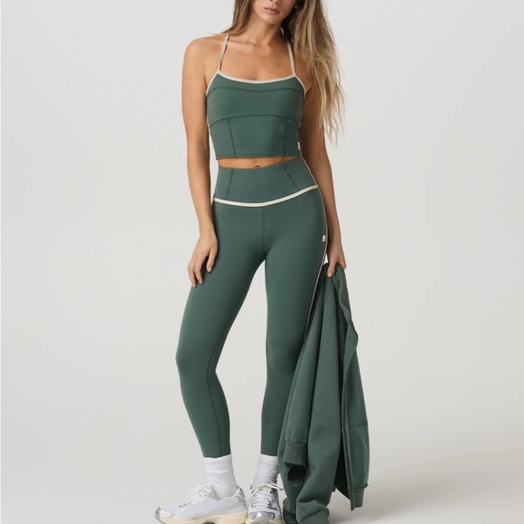 Vuori Forest Green Cropped Tank with White Trim - Picture 6 of 6